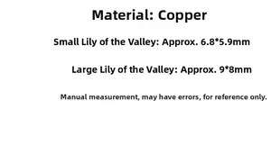 Detailed size chart for copper lily of the valley pendants in 6.8mm and 9mm sizes