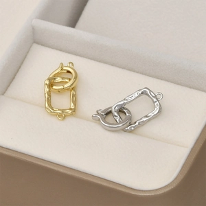 Hammered texture 14k gold and silver rectangle clasps for DIY jewelry making