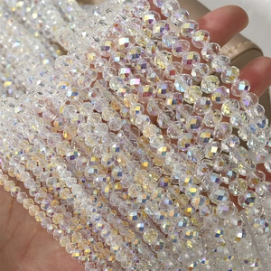 Perline di Vetro Sfaccettato Cristallo AB Aurora Rivestimento Piatto Tondo Perline Sfuse per DIY Creazione Gioielli Bracciale Collana Accessori