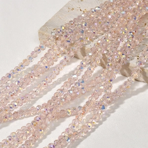 Faceted aurora pink crystal beads strands for DIY jewelry making and necklaces
