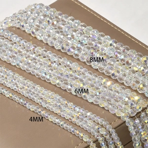 Perle in vetro di cristallo AB trasparente nelle misure 4mm, 6mm e 8mm per gioielli