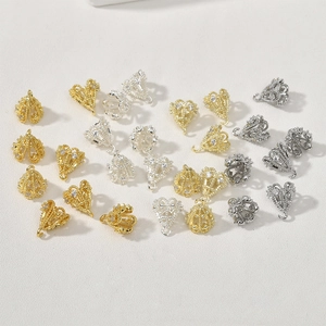 Pendente a Ombrello in Rame Placcato Oro 14K con Zirconia per Fai da Te Collana Bracciale Orecchini Accessori Filigrana Cava