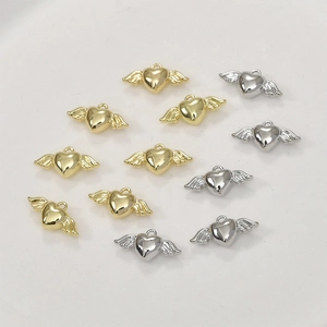 14k Vergoldet Kupfer Mini Herz Flügel Anhänger Für DIY Schmuckherstellung Halskette Armband Ohrring Charms Zubehör