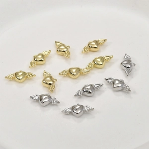 Gold- und Silber-Herzflügel-Anhänger mit Ösen für DIY-Schmuckherstellung und Zubehör