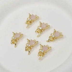 Détails de pendentifs nœuds et cœurs dorés 14k pour création de bijoux DIY