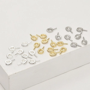 14k Gold Plated Copper Square Zirconia Pendant Clasp DIY Jewelry Findings Cubic Zirconia Inlaid Connector For Necklace Bracelet Making Accessories