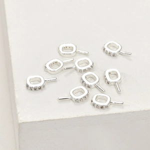 9-piece set of square zircon-inlaid 14k gold-plated jewelry pendant connectors