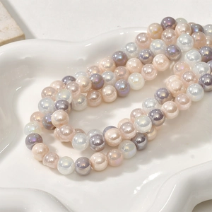 8mm colorful glass beads for DIY jewelry making featuring iridescent pearl finish
