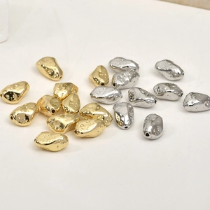 Irregular Textured Copper Loose Beads For DIY Jewelry Making Gold Silver Plated Lava Rock Style Spacer Beads Handmade Bracelet Necklace Components Accessory