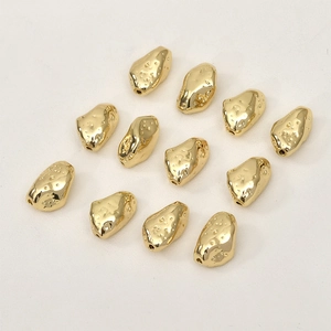14k gold-plated irregular textured metal beads for DIY necklace and bracelet crafting