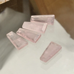 Natural pink crystal trapezoid faceted pendants for DIY jewelry making and necklace crafts