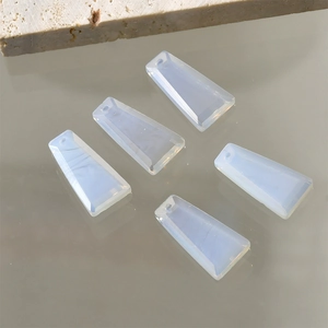 Five trapezoid light blue opal crystal pendants with pre-drilled holes for DIY jewelry