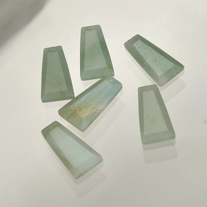 Set of six light green translucent trapezoid natural stone pendants for DIY jewelry making