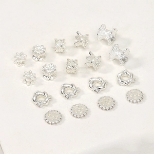 Silver Plated Copper Flower Spacer Beads With Zirconia For DIY Bracelet Necklace Jewelry Making Finding Materials