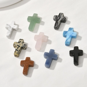 Natural Crystal Stone Cross Pendant DIY Handmade Jewelry Making Material For Necklace Bracelet Pendants Craft Supplies