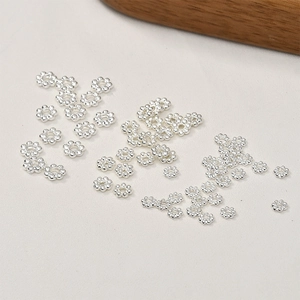 Thick silver-plated snowflake spacer beads for DIY jewelry making and bracelets