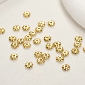 Polished 14k gold-plated sunflower spacer beads for DIY jewelry making and craft supplies