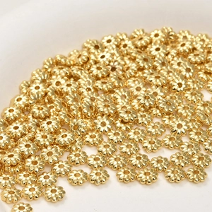 14k gold-plated sunflower spacer beads for DIY jewelry making of necklaces and bracelets