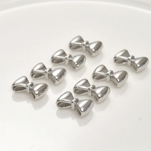 Polished silver bow-shaped jewelry connectors for DIY beaded bracelet making