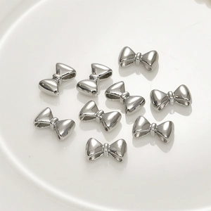 DIY bow-shaped silver metal beads for handmade bracelets and jewelry making