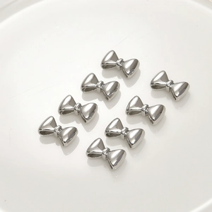 Set of 8 silver bow-shaped double-hole slider beads for DIY pearl bracelet jewelry making