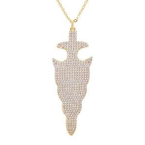 Gouden pijlhanger ketting voor heren met ingelegde zirkonia in glanzende hiphopstijl