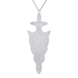 Collar hip hop con colgante de flecha plateado con micro pavé de circonitas blancas