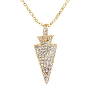 Hip Hop Pijlpunt Hanger Ketting Zirkonia Koper Verguld Geometrische Sieraden Voor Mannen Vrouwen Mode Kettingen
