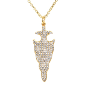 Collar de hombre con colgante de flecha dorada y circonitas de estilo hip hop