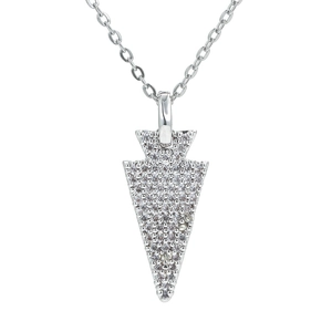 Hiphop pijl hanger ketting met gezette zirkonia op een zilveren ketting