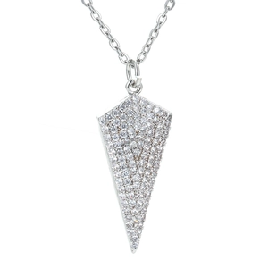 Silver arrow pendant necklace with micro-paved zircons for men in hip hop style