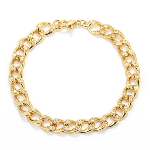 Hip Hop Unisex Kupfer Panzerkette Armband Iced Out Pavé Zirkonia Eingelegt Gold Silber Galvanisiert Punk Schmuck Geschenk