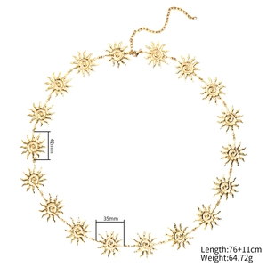 Ceinture Chaîne de Taille Vintage en Acier Inoxydable Visage de Soleil pour Femme Chaîne de Corps Bohème Tournesol Spirale