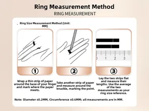 Ringmaatgids met instructies voor omtrek en diameter metingen in millimeters