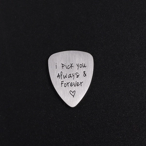 Romantic Stainless Steel Guitar Pick Pendant Engraved I Pick You Always And Forever Heart Music Lover Souvenir Gift Jewelry