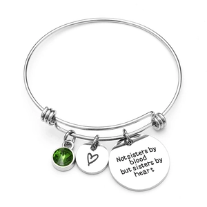 Verstellbarer 316L Edelstahl Armreif Für Damen Mit Graviertem Zitat Herzanhänger Geburtsstein Strass Armreif Schmuck Geschenk