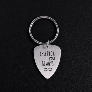 Stainless Steel Guitar Pick Keychain Engraved I'll Pick You Always Infinity Symbol Brushed Finish Music Gift For Men Women