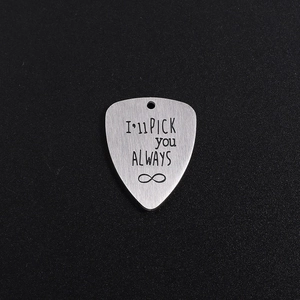 Stainless Steel Guitar Pick Pendant Engraved I Will Pick You Always Infinity Symbol Music Jewelry Accessory Gift For Lovers