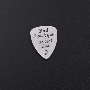 Brushed Stainless Steel Guitar Pick Dad I Pick You As Best Dad Engraved Music Note Heartfelt Father Day Gift Silver