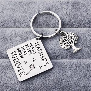 Stainless Steel Engraved Keychain For Women Teacher Appreciation Gift Inspirational Tree Of Life Heart Charm Keyring