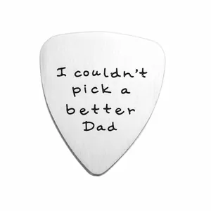 Púa de guitarra de acero de titanio cepillado con grabado personalizado regalo para papá