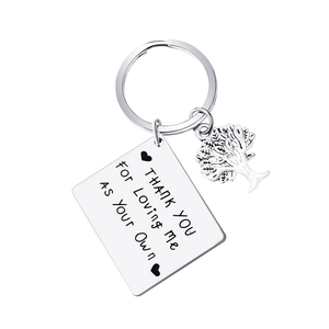 316L stainless steel keychain with Tree of Life charm and engraved thank you message