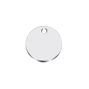 Minimalist silver 14mm stainless steel round pendant with top hole for graduation gifts