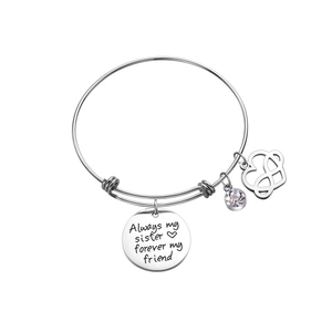 Bracciale argento per sorella con pietra portafortuna viola e ciondolo cuore infinito