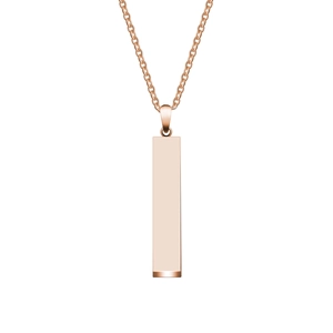 Minimalist rose gold rectangular vertical bar pendant necklace with sleek cross chain