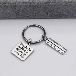 Titanium steel ruler keychain with Thanks for making a difference in my life engraving
