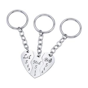 Lot de 3 porte-clés puzzle en forme de cœur pour sœurs avec gravure Big Mid Lil Sis en acier