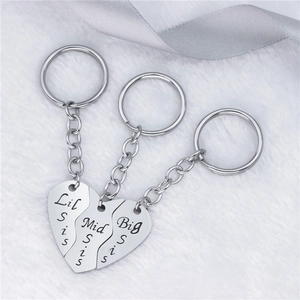 Porte-Clés Cœur Sœur Big Mid Lil Sis en Acier Inoxydable Bijoux d'Amitié pour Meilleures Amies Famille Cadeau