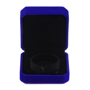 Elegant royal blue velvet jewelry gift box with octagonal design for necklaces and bracelets