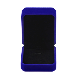Blue Flocked Paper Jewelry Box Octagonal Velvet Texture Ring Necklace Bracelet Gift Packaging Storage Case Organizer
